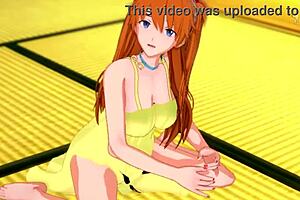horny asuka in yellow dress guides your handjob pov