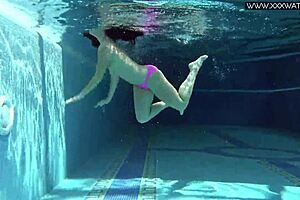 Hot Russian Jessica Lincoln Strips Bikini for Tight Shaved Shower on Beach