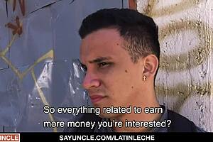 Straight Latino gets paid to ride big uncut cock