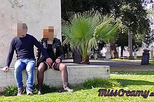 real french milf risks public squirt in park with walkers nearby