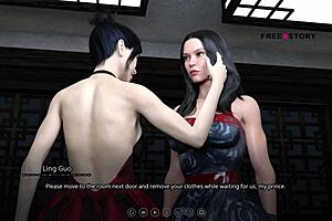 The seven realms - ling and leyala giving massage to atlas and turns into threesome sex!