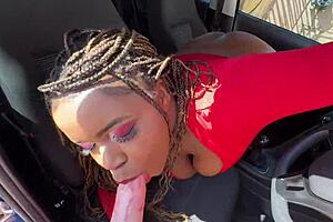 Busty Black Slut Squirts In Missionary In The Car