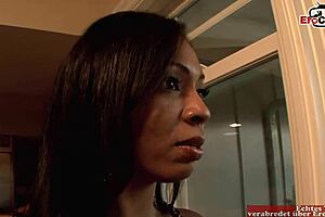 ebony ffm threesome with two skinny black sluts and big black cock