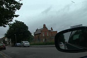 British babe gets naked and masturbates in public car