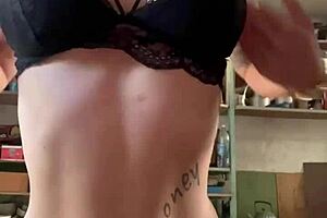 In her father's garage, the guy fucked the young 18+ girl hard in the ass, with her small tits bouncing