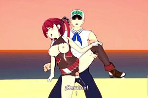 Houshou marine fucks on beach in 3d sailor anime