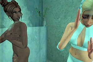 Sensual lesbian action at the gym in animated hentai
