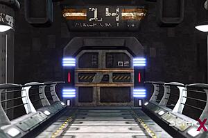 Busty blonde endures rough deepthroat and assfucking by android in sci-fi lab