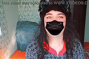 Sissy crossdresser in sexy dress shows big ass