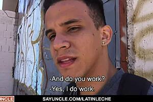 Straight Latino gets paid to ride big uncut cock