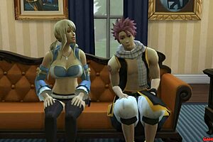 this fairy tail porn has lucy getting pounded by natsu with a russian handjob in anime hentai