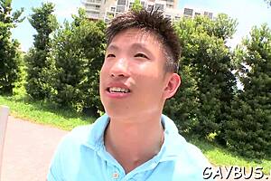 Blindfolded stud tricked into gay blowjob