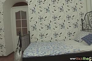 blindfolded bf tricked by cheating gf in steamy setup