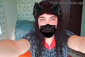 Sissy crossdresser in sexy dress shows big ass