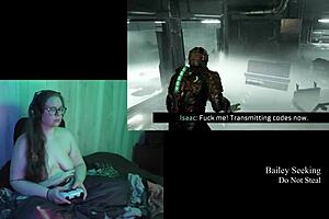 Play through of Naked Dead Space 2 with natural tits and long hair