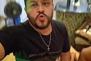 Hot gay sex with doorman and friend in sheer clothes!