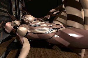 Missionary sex parody with Eve in Stellar Blade anime style