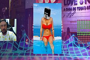 Brazilian solo in web chat, softly teasing.