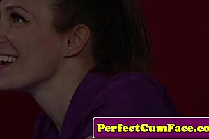 tattooed british beauty in ponytail pov scene