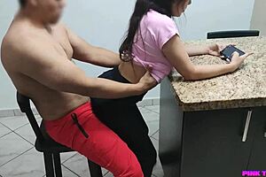Naughty teen moves on uncle's lap