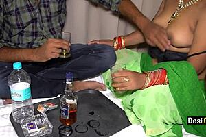 She enjoys sex while drinking at the farmhouse