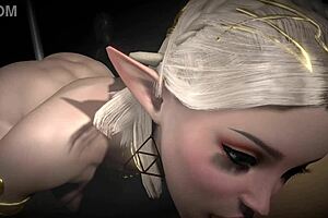 Blonde Elf Girl Sucks Dick in Darkness