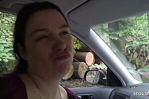 Fat german hooker fucked by black cock in car