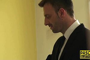 Real Amateur Deepthroats Cock While Bound in BDSM Scene with Toys and Choking