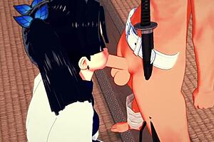 Aoi Kanazaki and Tanjiro in a steamy demon slaying session