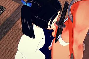 demon slayer hentai - aoi kanazaki x tanjiro suck and fuck