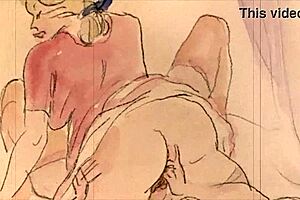 vintage erotic drawings hinting at naughty anime hentai scenes