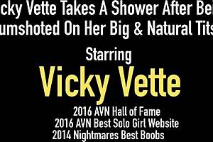 vicky vette cleans up after cumshot on her big ass in shower 😏 handjob and blowjob too
