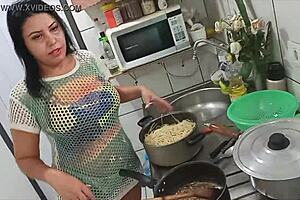 Sarah Rosa Cooks Up Sensual Kitchen Seduction With Big Tits