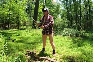 Big natural tits homemade video with a hot milf in the woods