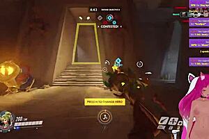 Vtuber Lewdneko plays overwatch and gets spanked part 1