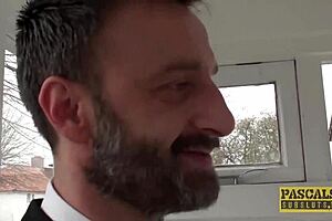 Mature Submissive Punished With Cum In Garage