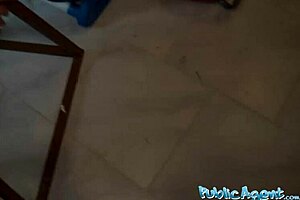 pretty brunette risks blowjob in public pool