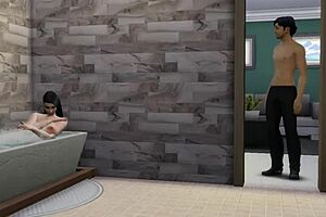 Spying on pregnant stepsister in shower leads to steamy sex