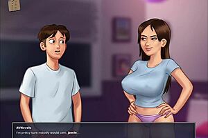 Summertime Saga 211: Shaved Cowgirl Riding Monster Cock