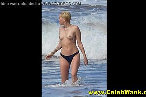 Miley Cyrus nude in the full collection, showcasing every angle of her topless blonde beauty