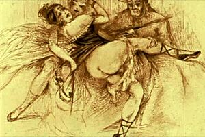 Vintage Erotic Illustration Showcasing Retro Anime Style and Antique Charm