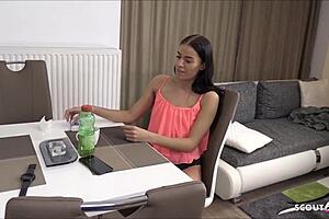 Teen Eveline Dellai Rides Cowgirl Behind Scenes