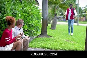 Young black teen gets rough and wild with stepsister