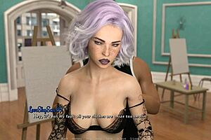 3D animated hentai with naughty model in visual novel style