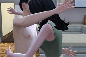 Stepbrothers fuck hard behind stepmother's back in 3D cartoon anal hardcore