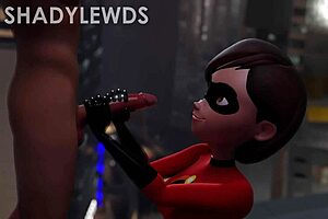 3D animated handjob with Helen Parr on the roof top