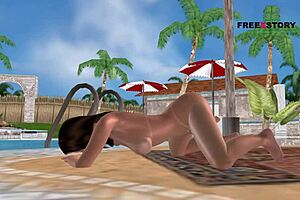 Cute girl getting fingered and rubbing pussy in animated 3D