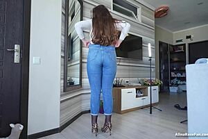 Stepmother wearing pantyhose gives a great ass tease