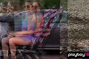 Playboy model chelsie aryn strips nude in desert outdoor