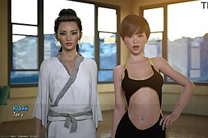 Beautiful Asian woman in 3D cartoon world with big nipples and pussy